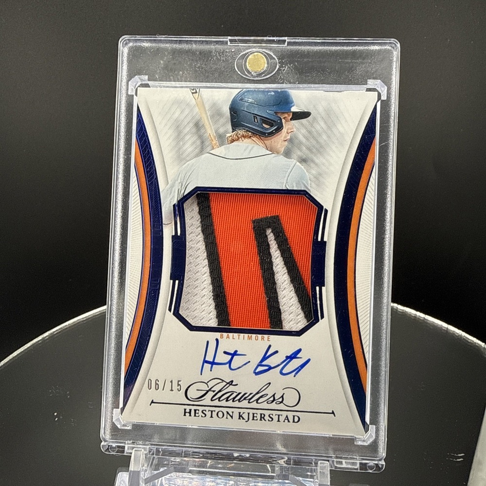 2025‎ Heston Kjerstad Flawless Patch Auto /15 RC Orioles Jumbo 3-Color